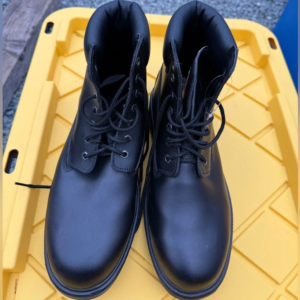 Genuine Grip 7160 Men’s Sz 13  Black Leather Work Boots with Sturdy Soles